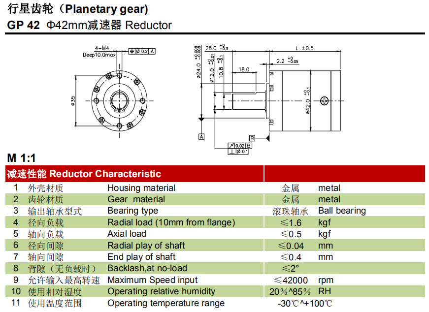 行星减速箱马达YJ motor GP42 行星减速箱马达YJ motor GP42