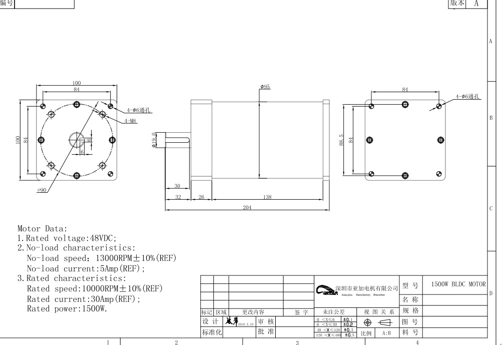 24V直流无刷电机 1500W2500W 带驱动器 水下推动器