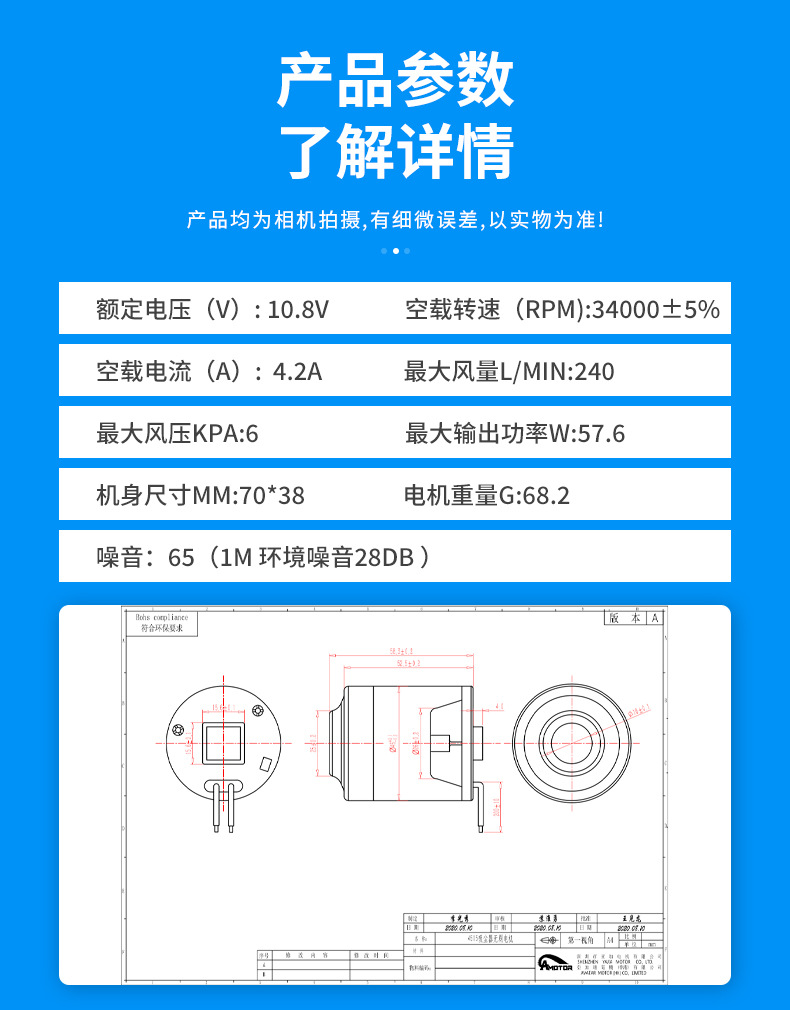 直流45无刷风机电机 高转速高低压无数真空电动机马达